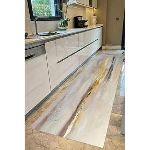 Tapis imprimé gris et or - Moderne, personnalisé, antidérapant, tapis en chenille - Product Image 1