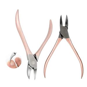 Coupe-ongles pour ongles incarnés en acier inoxydable avec poignée en or rose, robuste, avec joint de finition et ressort pour manucure et pédicure - Product Image 1