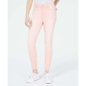 Jeans Skinny Colorati Rosa per Ragazze, Taglia 3, Vita Alta, Gamba Larga, Stile Casual con Decorazioni in Cristallo, Denim XL - Product Image 1