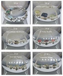 Pulsera de Plata de Ley 925 con Piedras de Peridoto y Zafiro, 26g, Joyería Fina Hecha a Mano para Mujer - Product Image 3