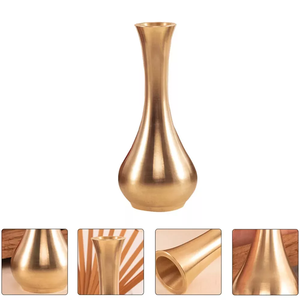 Luxueux vase à fleurs en métal doré mat finition enduite de poudre décor à la maison pour de superbes arrangements floraux Pots de fleurs et jardinières - Product Image 2