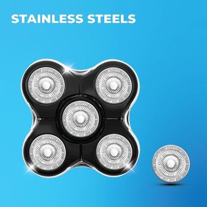 Lot de 2 têtes de rasoir de rechange à 5 lames doubles pour rasoirs électriques, étanches IPX7, pour rasoir rotatif, utilisation sur le visage - Product Image 1