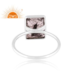 ล่าสุดได้รับความนิยมปรับเงินสเตอร์ลิงธรรมชาติสีดำ Rutile พลอยแหวนซ้อนผู้ผลิตเครื่องประดับที่กำหนดเอง - Product Image 4