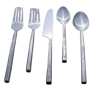 Roof Design Metal Handle Five Piece Cutlery <b>Set</b> Customized Stainless Steel Flatware <b>Set</b> Tabletop <b>Kitchen</b> <b>Accessories</b> - Product Image 3