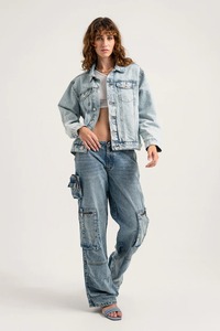 Chaqueta vaquera para mujer, abrigo vaquero a la moda, Chaqueta estilo motorista, dobladillo deshilachado, ropa de abrigo vaquera a la moda para niñas - Product Image 3