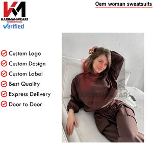 Chándal con capucha para mujer, conjunto de 2 piezas, Color sólido, invierno y otoño, ropa informal de lana, Jersey, sudadera, pantalones de chándal para correr - Product Image 3