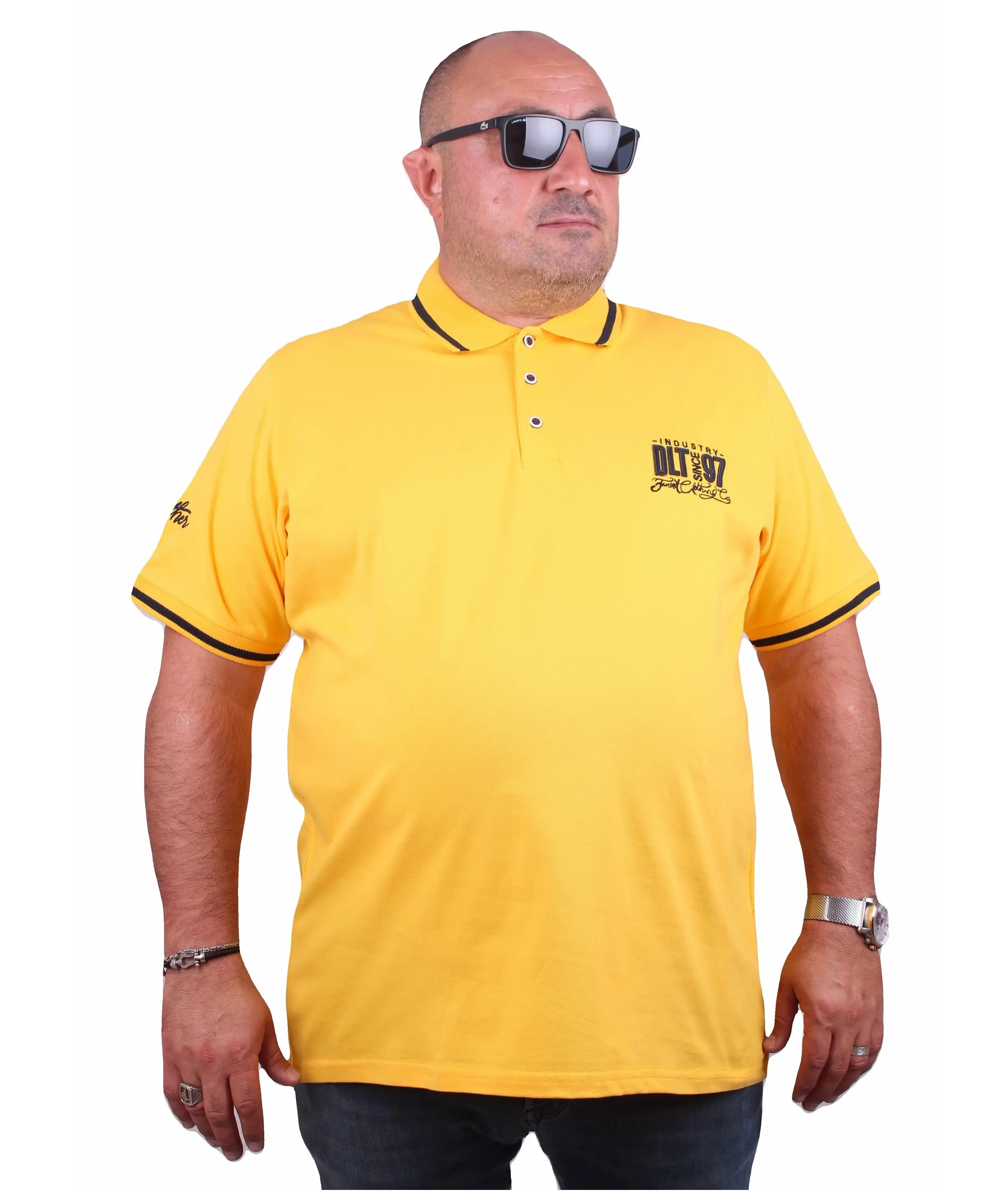 Camisetas para homens 100% algodão cor amarela gola redonda personalizada estampada - camisa polo pesada de qualidade premium feita na Turquia