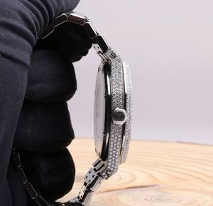 Reloj Mecánico de Lujo con Esfera de Cuarzo Tallada a Mano, Correa de 41 mm, Esfera Roja de Oro Macizo, Diamantes de Colores del Arcoíris - Product Image 6