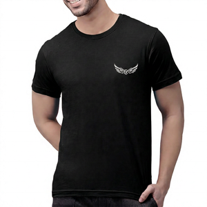 T-shirt rouge uni à col rond et manches courtes pour homme avec logo, décontracté, respirant, coupe jersey, longueur standard - Product Image 2