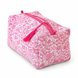 Sac à cosmétiques en coton matelassé Paisley Pinksa Fashion, résistant à l'eau, écologique, durable, avec fermeture éclair, organiseur de maquillage, Rajasthan - Product Image 3