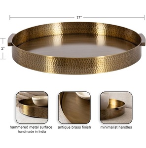 Bandeja DE SERVICIO DE METAL decorativa con incrustaciones de piedra de ágata - Product Image 1