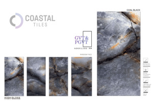 พอร์ซเลน600 X1200มม. สีดำถ่านหินมันวาวสูงกระเบื้องยอดนิยมกันลื่นสำหรับพื้นดูสวยงาม - Product Image 3