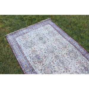 Alfombra Turca Vintage de 3.8x6.9 pies, Alfombra de Lana Azul - Product Image 4