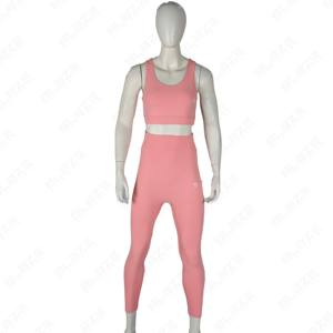 Conjunto de ropa deportiva de Yoga de cintura alta para mujer personalizado nuevo estilo traje deportivo con sujetador transpirable y mallas patrón sólido 100% algodón - Product Image 2