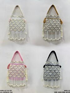 Fashionable Hanging Pearly Potli <b>Bag</b>-Craftstages International Multi Color <b>Drawstring</b> Closure - Product Image 5