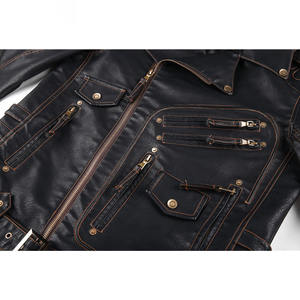 Blouson en cuir de moto décontracté pour homme, style streetwear, avec fermeture éclair sur le devant, en velours côtelé, imperméable et respirant, OEM - Product Image 1