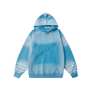 ออกแบบโลโก้ตามสั่ง เสื้อฮู้ดดี้ผู้ชายทรงโอเวอร์ไซส์ ผ้าฝ้าย 100% คุณภาพสูง สไตล์วินเทจ สตรีทแวร์ ลายพิมพ์ดิจิตอลแบบแอซิดวอช สำหรับฤดูหนาว ชุด 2 ชิ้น - Product Image 6