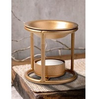 Diffuseur d'arômes et lampe de bureau moderne en fer doré, écologique, sans électricité, pour cire fondue et aromathérapie, design romantique pour la maison