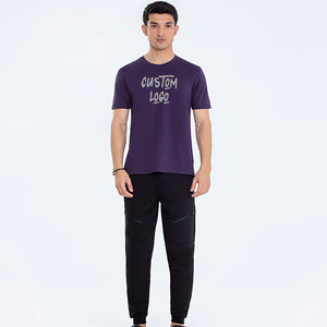 T-shirt à col rond de haute qualité OEM T-shirt violet en coton uni T-shirt unisexe T-shirts pour hommes T-shirts sérigraphiés personnalisés - Product Image 4
