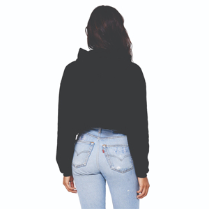Sudadera con capucha de lana recortada para mujer con hombro caído 52% Airlume peinado y anillo hilado algodón 48% Poly Hoodie para mujer - Product Image 3