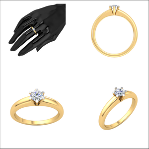 Elegante anillo clásico de oro de 14 quilates para mujer con 0.25Cts VS Clarity Lab Grown EF Diamond para compromiso, regalo de boda, joyería de fiesta - Product Image 2