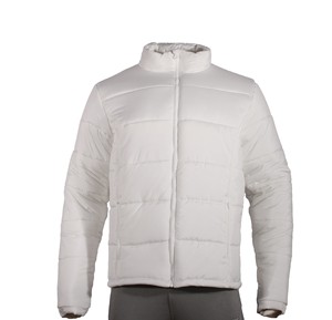 Chaqueta acolchada de invierno blanca con logotipo para mujer, abrigos reciclados, chaqueta de nieve para exteriores con relleno de burbujas de plumas de pato cálido - Product Image 1