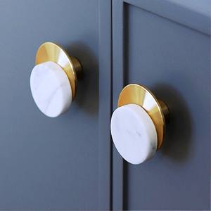 Perillas de mármol más vendidas de color dorado y blanco con tamaño de forma de color personalizado Hecho EN LA India Artículo - Product Image 6
