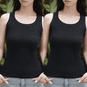 เสื้อกล้ามออกกำลังกายผ้าฝ้ายสแปนเด็กซ์แขนกุด2ชิ้นชุดเสื้อกล้ามออกกำลังกายโยคะฟิตเนสอเนส - Product Image 1