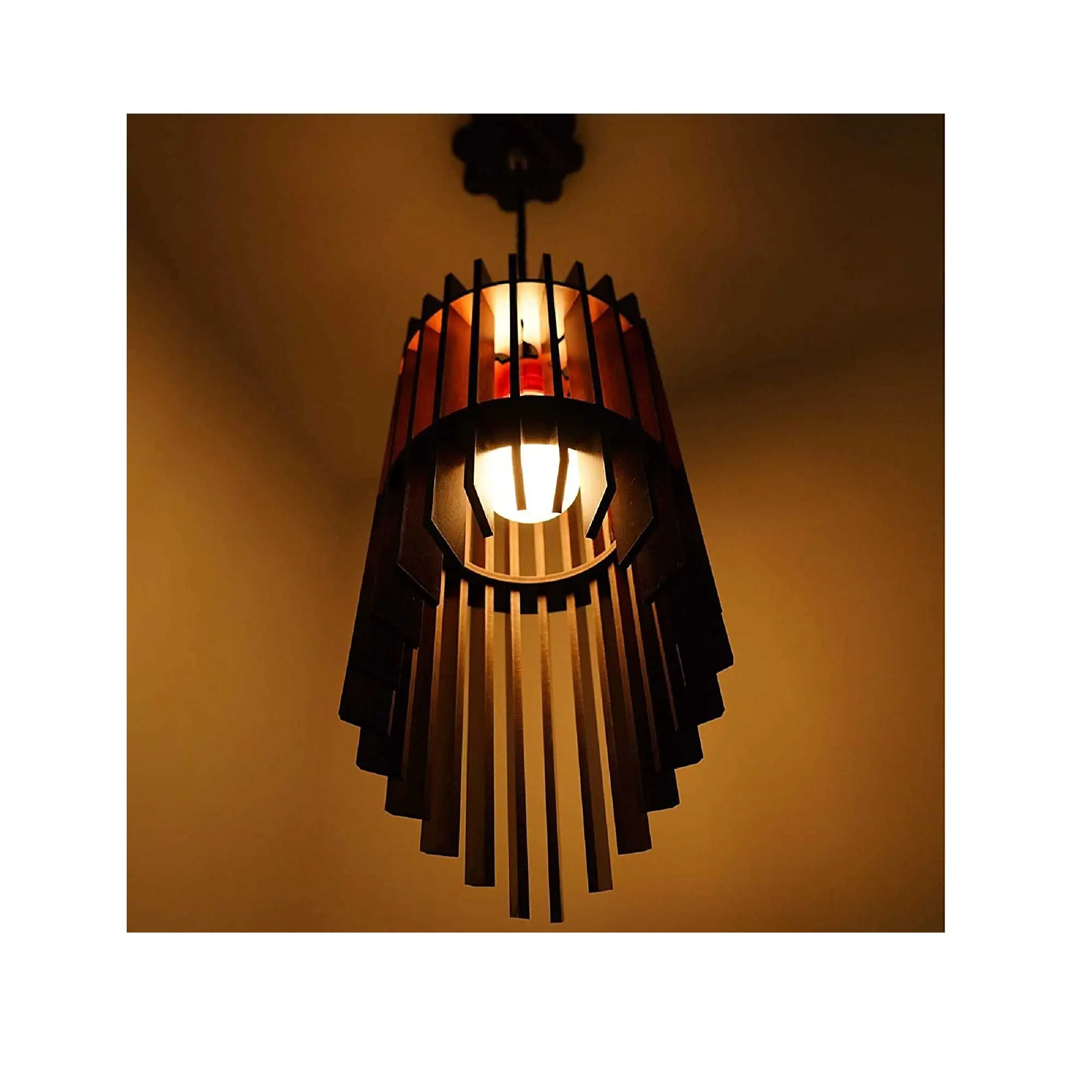 ハンギングランプ電気アンティーク木製シーリングライト (ゴールドバルブ付き) リビングルームダイニングホール家の装飾キッチン用ナイトランプ