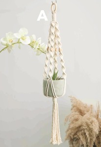 Jardinière suspendue en coton tissé pour plante en macramé faite à la main pour balcon intérieur salon ou patio - Product Image 5