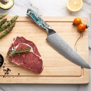 El mejor cuchillo de Chef para cocinar en casa, de 8 pulgadas acero damasco, mango de resina epoxi, cuchillo de cocina de madera, grado DIY, opciones OEM personalizadas - Product Image 5