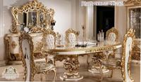 Ensemble de table et chaises de salle à manger en teck de style européen traditionnel, mobilier de salle à manger haut de gamme de luxe, durable, hauteur réglable