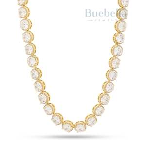 Venta caliente 14K Oro 925 Chapado en plata 8mm Moissanite Diamond Bezel-Set Cadena de tenis para hombres - Product Image 1