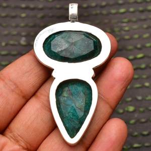 จี้มรกตทำด้วยมือสร้อยคอเงินสเตอร์ลิง925อัญมณีธรรมชาติของขวัญเครื่องประดับที่สง่างามสำหรับผู้หญิง - Product Image 5