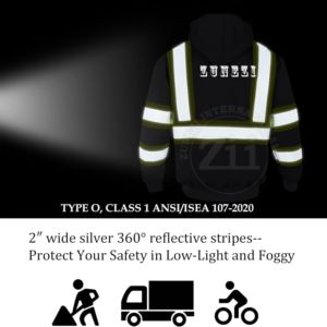 Sudadera CON CAPUCHA DE SEGURIDAD reflectante para hombre, ropa de trabajo de manga larga personalizada para trabajadores de la construcción con bolsillo con cremallera en el pecho - Product Image 6