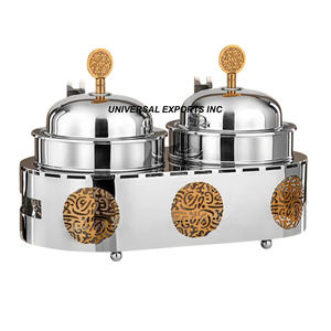 Gold Finished Metal <b>Food</b> <b>Warmer</b> Hotel Supplies Handmade Designer Casserole Round Shape Fancy metal <b>Food</b> <b>Warmer</b> - Product Image 2