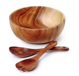 Plato para Servir Ensaladas de Madera Pulida Ligera de 500 ml, Tamaño Personalizado, Hecho en India, Clásico de MULTI CRAFT - Product Image 2