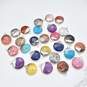 925 argent Sterling à facettes rose thulite rond pendentif en pierres précieuses bricolage électrolytique fabrication de bijoux fins en gros occasion de fête - Product Image 5