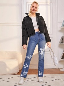 Tendance femme hiver chaleur doudoune motif solide tissé manteau col à capuche fermeture éclair complète manches longues respirant caractéristique - Product Image 4