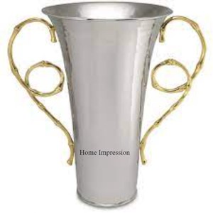 Pièce maîtresse de table plaquée or de haute qualité, vase trompette de décoration de mariage en métal fabriqué à la main du fabricant indien à bas prix - Product Image 6