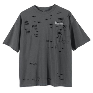 เสื้อยืดผู้ชายผ้าฝ้ายคุณภาพสูง 220 กรัม ทรงโอเวอร์ไซส์ สไตล์วินเทจ ลุคขาดๆ ซักแบบวินเทจ แห้งเร็ว ระบายอากาศได้ดี - Product Image 2