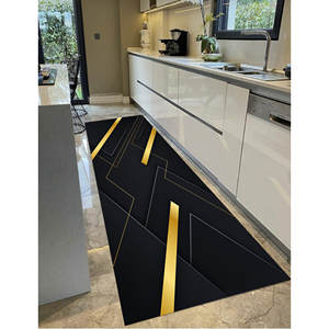 Black And Gold Printed <b>Rug</b>, Office Decor, Corridor, Gift, Modern, Living Room,<b>Chenille</b> <b>Rug</b> - Product Image 1