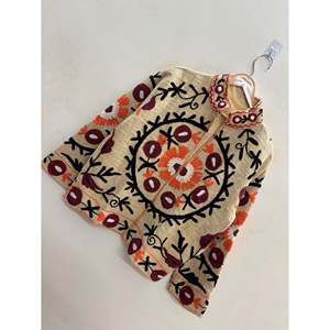 Anaar Bagh <b>Reversible</b> Suzani Embroidered Cotton <b>Jacket</b> for Ladies Finished Product Bomber Ivory Maroon Marigold Blooms Spring - Product Image 4