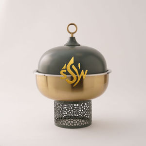 Casserole ronde de qualité supérieure, couleur or et gris, très vendue, chauffe-plat de table en métal à prix avantageux - Product Image 1