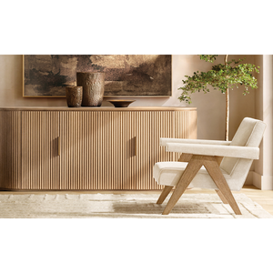Meuble TV moderne en bois, buffet de rangement pour salon avec portes cannelées, console - Product Image 4