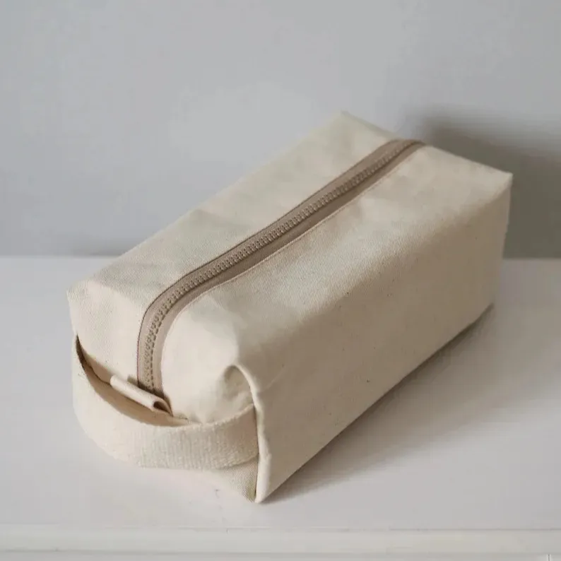 حقيبة مكياج لأدوات المرحاض مضادة للماء مخصصة منظمة قماشية قطنية حقيبة مكياج للسفر