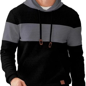 Nouveaux hommes couleur-blocage Simple et à la mode haut polyvalent pull ample à capuche printemps et automne mince sweat - Product Image 5