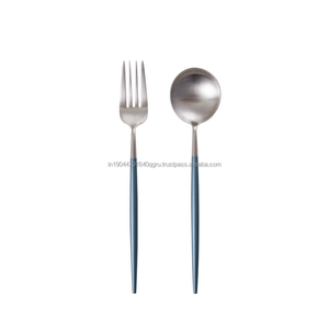Elegant Style 18/10 <b>Flatware</b> <b>Set</b> With Blue Handle For Wedding Restaurant - Product Image 4