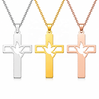 Collier pendentif colombe Saint-Esprit ARNAN en acier inoxydable doré, cadeau religieux pour les jeunes, les programmes d'église et les femmes