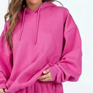 Sweat-shirts à capuche pour femmes, personnalisés avec logo OEM, imprimé lettres, décontractés, tricotés, hiver, automne, surdimensionnés, lourds, ajustables avec cordon de serrage - Product Image 4